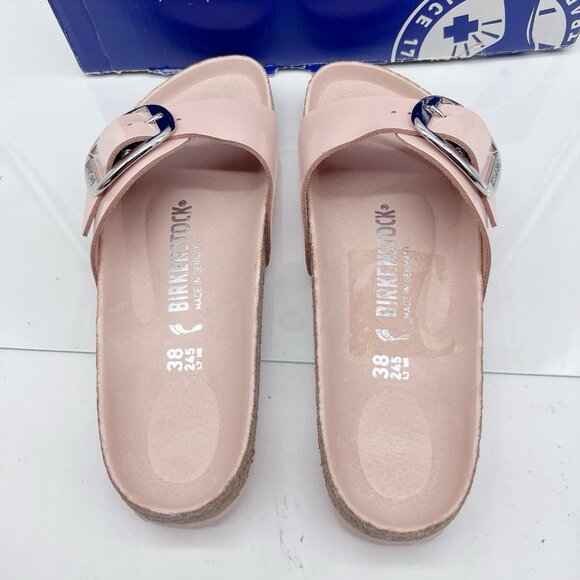 Birkenstock Madrid Big Buckle Sandal High Shine Rose Patent Leather 38 US 7- 7.5 - Picture 14 of 15